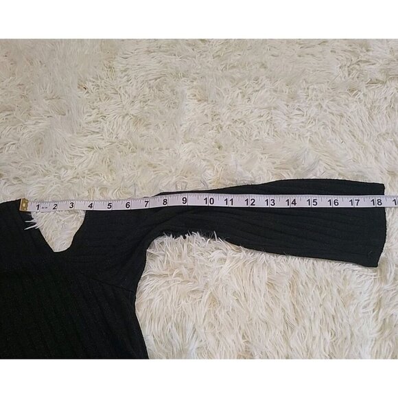 NY Collection Womens Large Black Cold Shoulder Tunic Blouse Top Light Sparkling - Picture 10 of 10